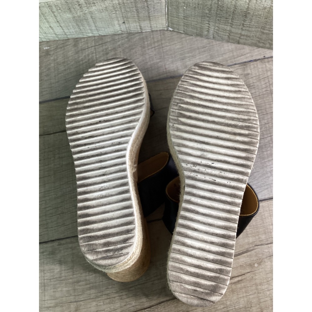 Dolce Vita Emara Black Leather Cork Espadrille Wedge Sandals Womens 8.5 - Picture 7 of 8